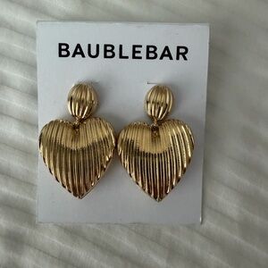 BaubleBar Gold Textured Heart Earrings